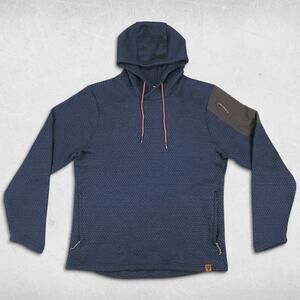 LIV Outdoor Jay Pullover Hoodie Mens M Indigo Blue Zipper Pockets Utility Active